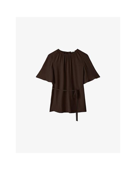 Joseph Brown Libby Tie-Waist Crepe Top