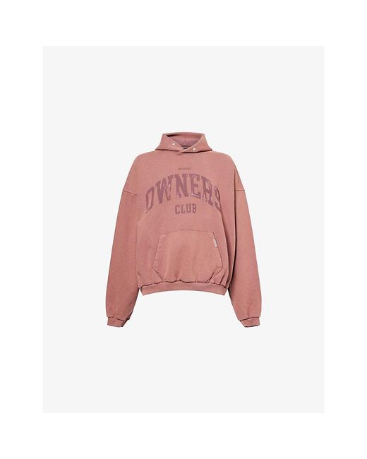 Represent Pink Big Owners Club Graphic-Print Cotton-Jersey Hoody for men