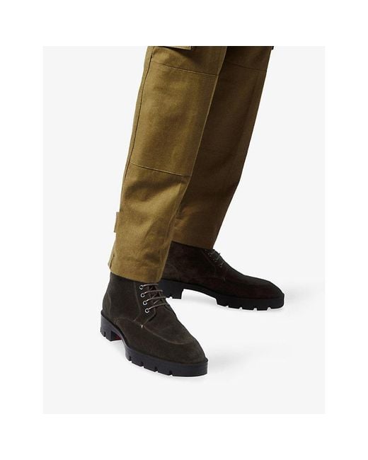 Christian Louboutin Black Caracolo Lion Flat Crosta Leather Boots for men