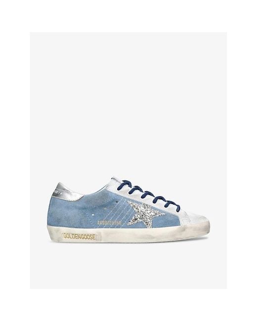 Golden Goose Deluxe Brand Blue Super Star 82369 Logo-print Leather Low-top Trainers
