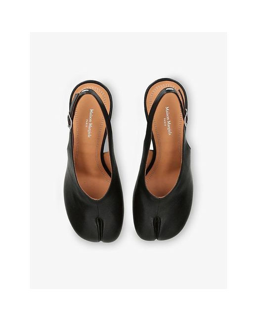Maison Margiela Black Tabi Leather Slingback Wedges