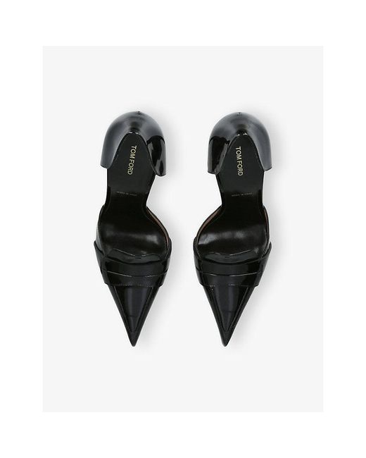 Tom Ford Black Eva D'Orsay 105 Patent-Leather Heeled Pumps