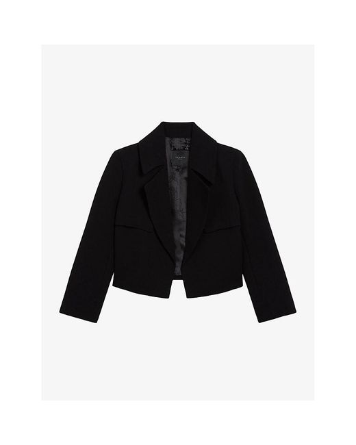 Ted Baker Black Wyno Oversized-collar Cropped Woven Jacket