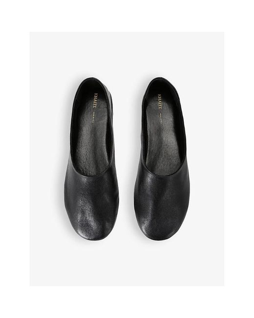 Khaite Black Maiden Round-toe Leather Ballet Flats