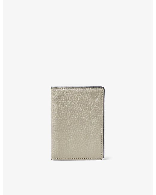 Aspinal White Double-folded Pebble Leather Credit-card Holder