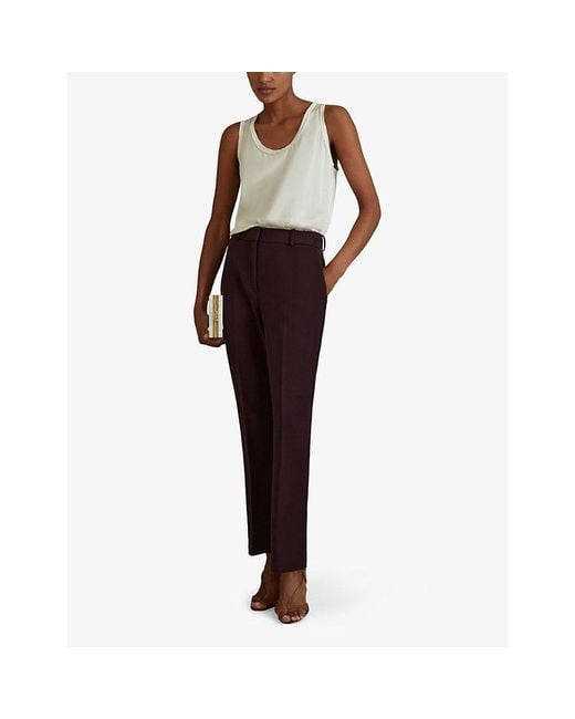 Reiss Purple Gabi Slip-Pocket Slim-Leg Mid-Rise Woven Trousers