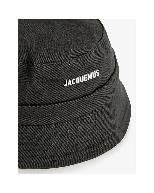Jacquemus Black Le Bob Gadjo Metallic-plaque Cotton Bucket Hat for men