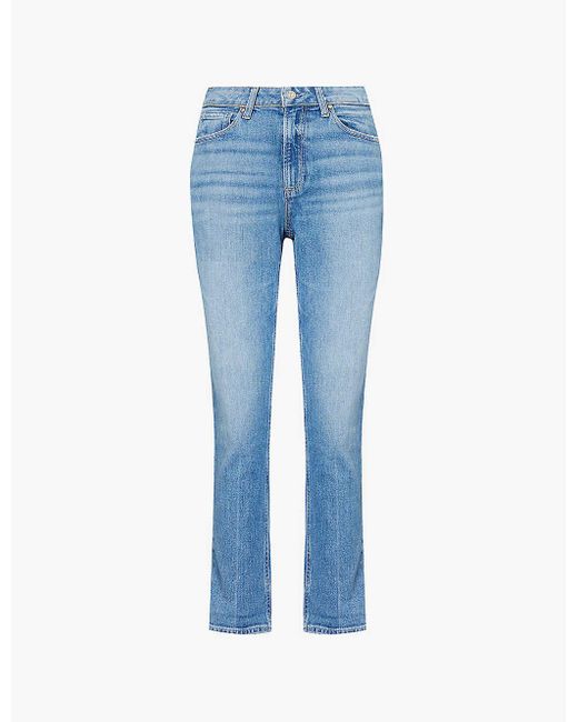 PAIGE Blue Brigitte Straight-Leg High-Rise Stretch-Denim Jeans