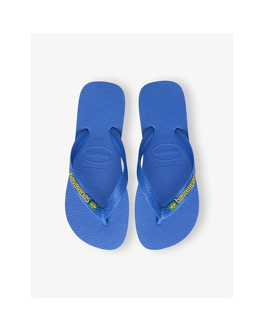 Havaianas Blue Brasil Patria Logo-embossed Rubber Flip-flops