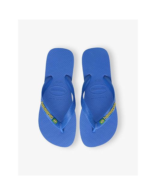 Havaianas Blue Brasil Patria Logo-Embossed Rubber Flip-Flops