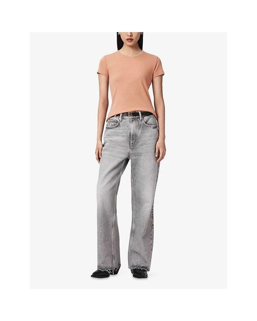 AllSaints Pink Stevie Slim-Fit Cotton-Jersey T-Shirt