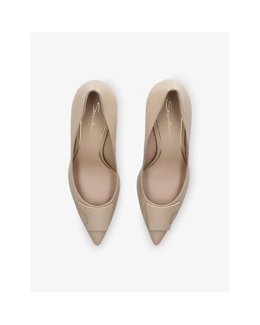 Santoni White Sibille 85 Leather Pumps