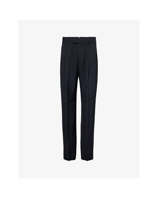 Amiri Black Double Pleated Wide-leg Relaxed-fit Woven Trousers for men