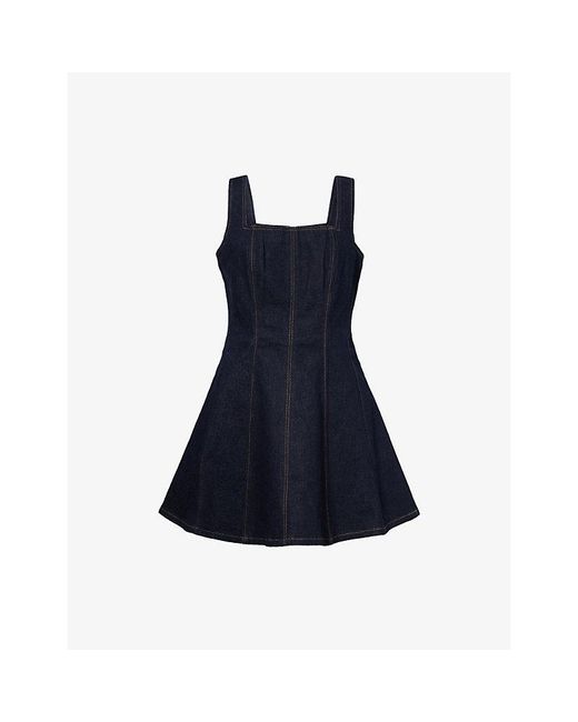 PAIGE Blue Perla Panelled Denim Mini Dress