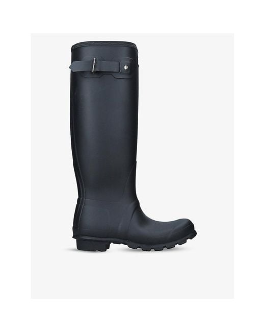 Hunter Black Original Tall Vulcanised Natural-Rubber Wellington Boots