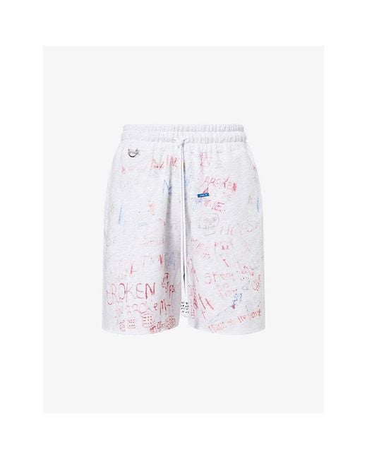 Paly Hollywood White Joshua Tree Cotton Track Shorts for men