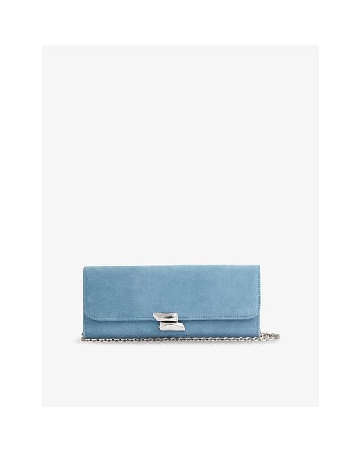L.K.Bennett Blue Daisy Curve Leather Clutch Bag
