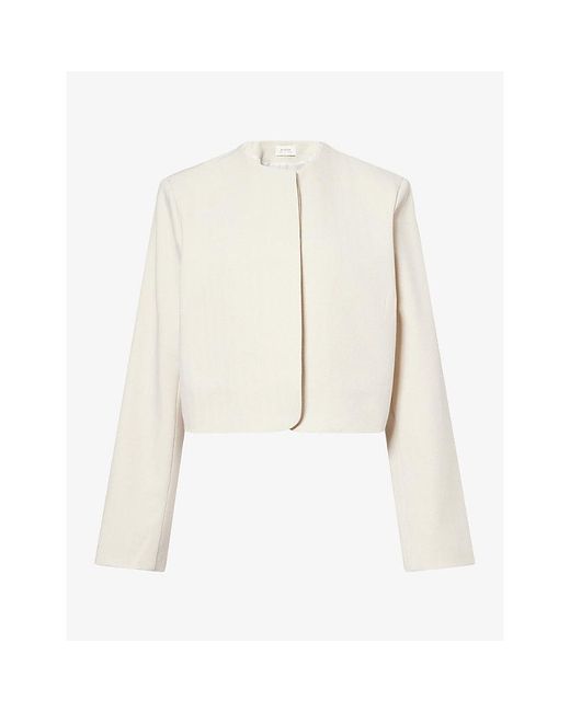 Dissh White Cyrus Cropped Woven Blazer