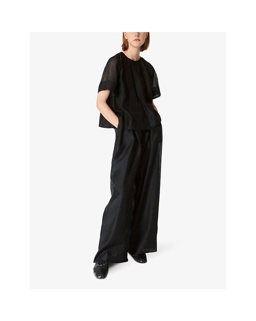Lovechild Black Mary-anne Wide-leg High-rise Woven Trousers