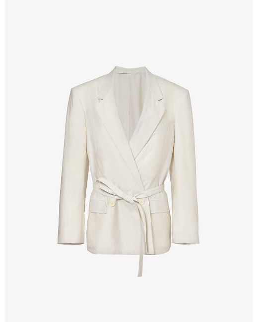 Lemaire White Tailored Double-breasted Cotton And Silk-blend Jacket