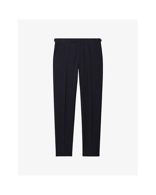Reiss Blue Belmont Slim-Fit Tapered-Leg Stretch Woven-Blend Trousers for men