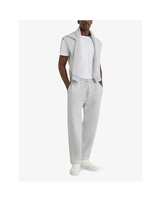 Reiss White Tanner Drawstring-Waist Cotton-Blend Jogging Bottoms for men
