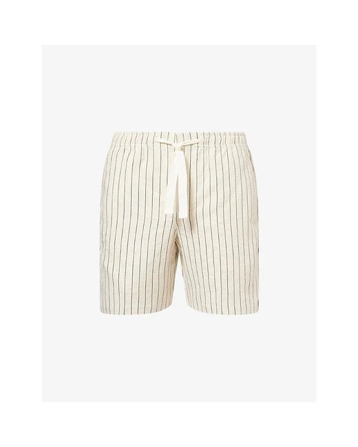 Orlebar Brown Natural Alex Striped Linen-And-Cotton Shorts for men