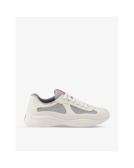 Prada White America's Cup Soft Rubber And Bike Fabric Sneakers for men