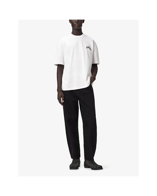 AllSaints White Descent Brand-Embroidered Cotton-Jersey T-Shirt for men