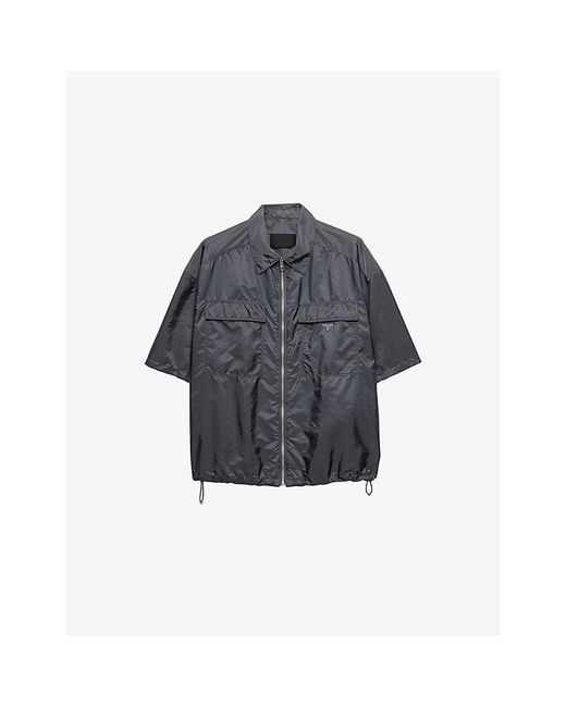 Prada Gray Short-Sleeve Light Re-Nylon Shirt for men