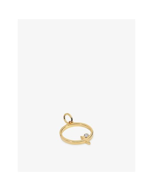 Monica Vinader Metallic Solitaire Diamond Initial Q 18Ct- Vermeil And 0.035Ct Lab-Grown Diamond Pendant