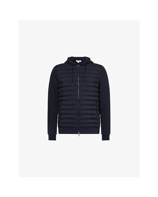 Arne Blue Hybrid Hooded Quilted Woven Jacket for men