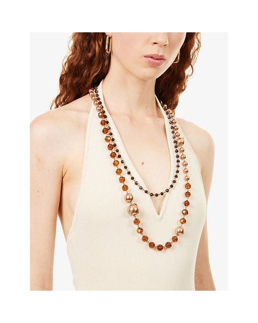 Weekend by Maxmara Metallic Layered Bead Necklace