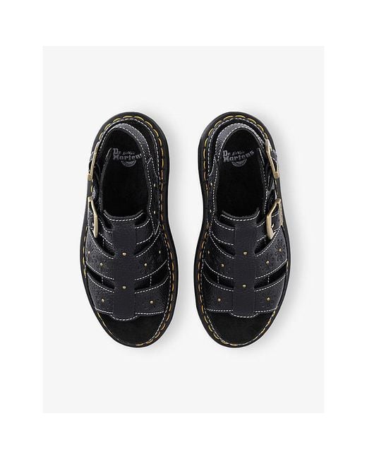 Dr. Martens Black Wrenlie Flower Leather Sandals