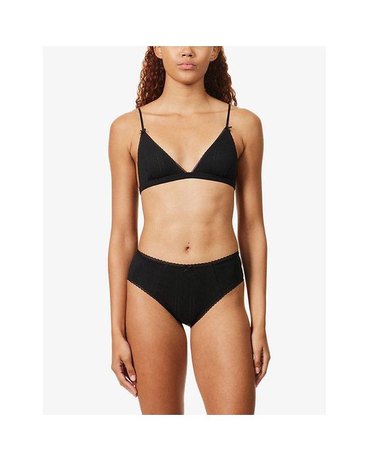 Cou Cou Intimates Black Cosy Pointelle Organic-Cotton Briefs