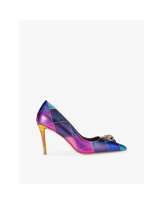 Kurt Geiger Purple Belgravia Heeled Leather Courts