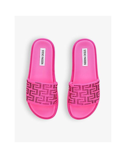 Steve Madden Pink Kora Embellished-strap Flat Fabric Sandals