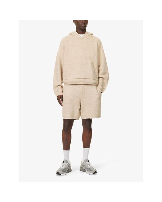 The Couture Club Natural Boucle Patch-Pocket Knitted Shorts for men