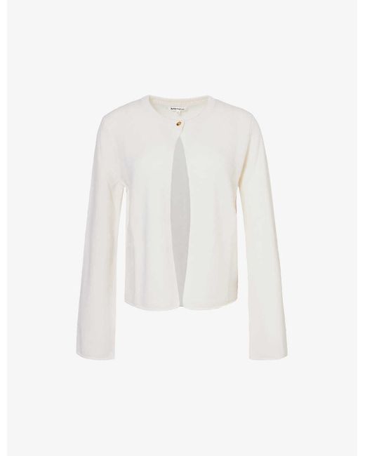 Reformation White Liza Round-neck Recycled-cashmere Cardigan
