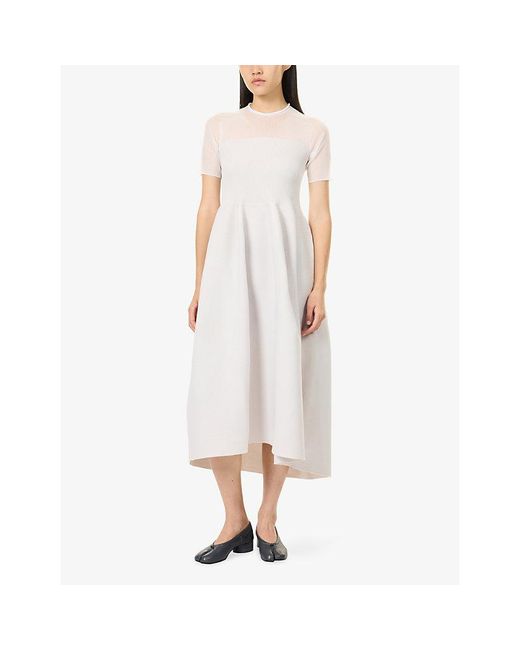 CFCL Natural Pottery Lucent Short-Sleeve Knitted Maxi Dress