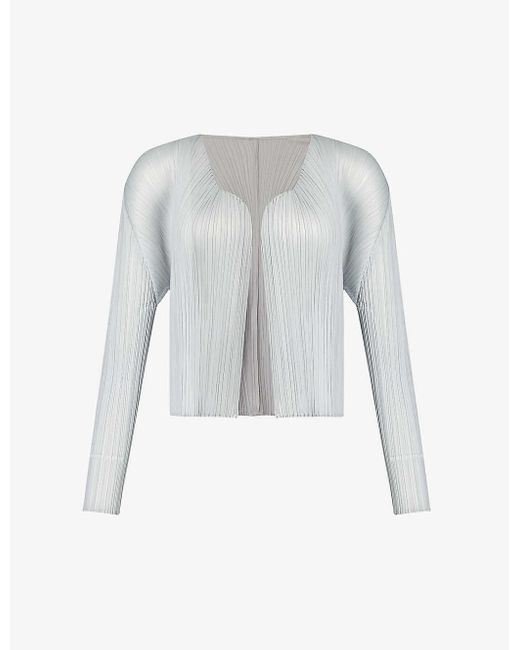 Pleats Please Issey Miyake White Basics Pleated Knitted Top