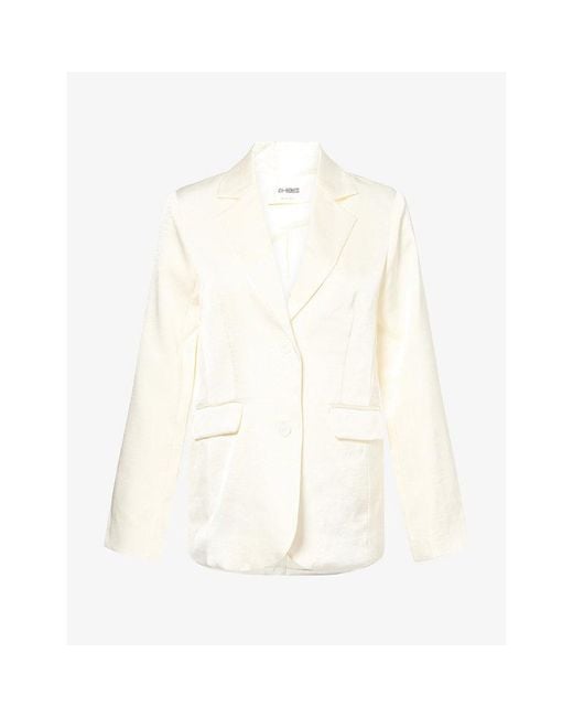 4th & Reckless White Laura Single-Breasted Satin Blazer