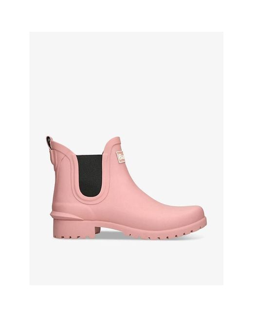 Barbour Pink Wilton Rubber Chelsea Wellington Boots