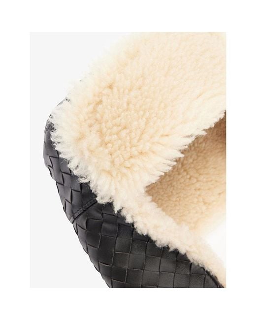 Bottega Veneta Natural Intrecciato Shearling-Lined Leather Trapper Hat for men