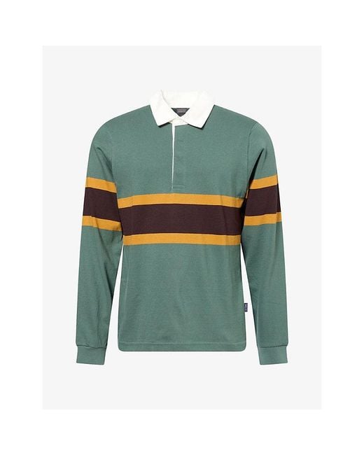 Patagonia Green Stripe Long-Sleeve Cotton-Jersey Rugby Shirt for men