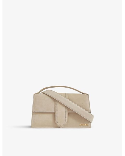 Jacquemus Le Bambinou Brandplaque Leather Shoulder Bag in Dark Beige