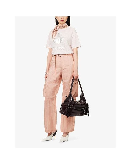 Isabel Marant White Zewel Logo-Print Linen T-Shirt