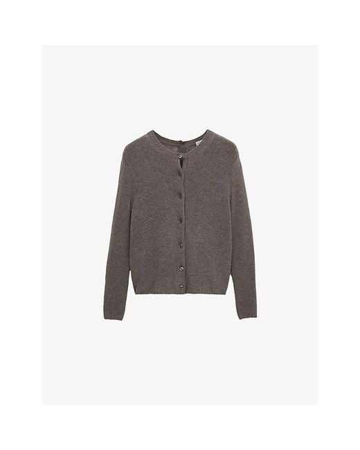 Loewe Brown Ribbed Long-Sleeve Cashmere Blend Cardigan