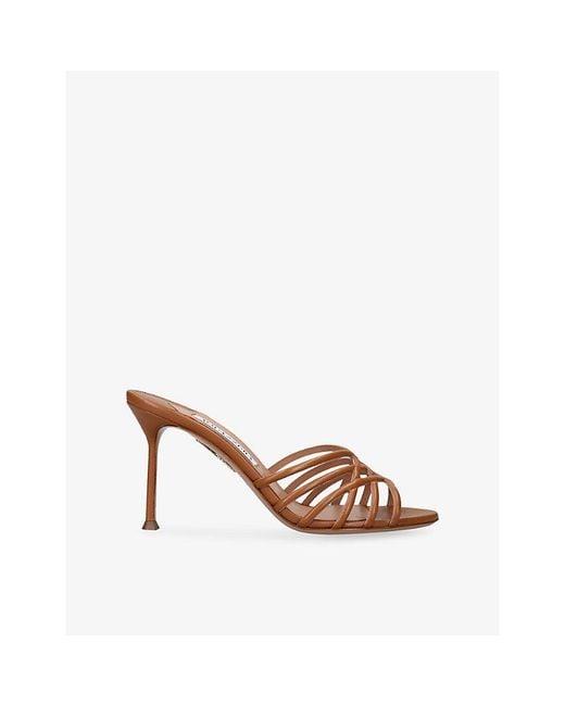 Aquazzura Brown Wild Dream 85 Leather Mules