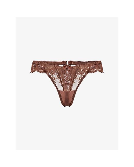 Lounge Underwear Brown Flutter Lace Thong